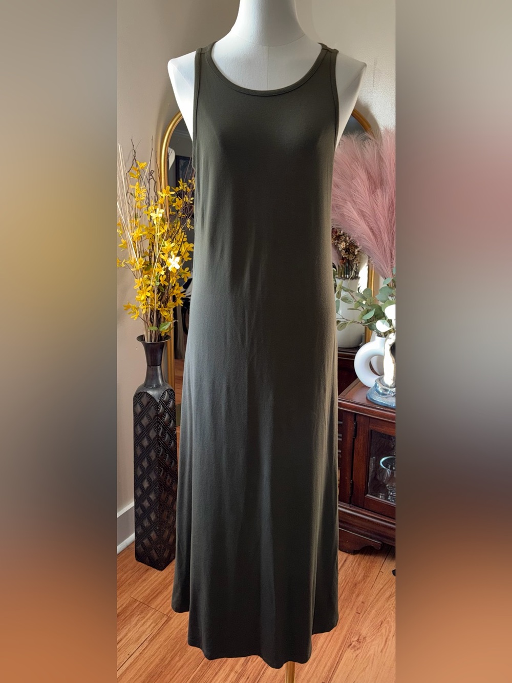 LOFT Sleeveless Olive Green Maxi Tank Dress NWT